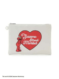 【BIG HUGS,BIG HEARTS】フラットポーチ SESAME STREET MARKET セサミストリートマーケット 財布・ポーチ・ケース ポーチ ピンク レッド[Rakuten Fashion]