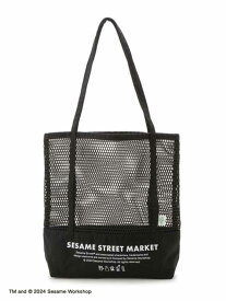 メッシュトートバッグ SESAME STREET MARKET セサミストリートマーケット バッグ エコバッグ・サブバッグ ブラック ホワイト[Rakuten Fashion]
