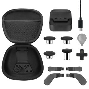 Xbox Elite�R���g���[���[�V���[�Y2�p�R���v���[�g�R���|�[�l���g�p�b�N - �t���i�ɂ́A�L�����[�P�[�X1�A�[�d�h�b�N1�A�T���X�e�B�b�N4�A�p�h��4�A�����c�[��1���܂܂�܂��B