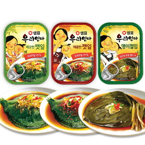 センピョ えごまの葉キムチ ミョンイナムル 3種 セット / エゴマの葉 甘口 辛口 ギョウジャニンニクの醤油漬け 韓国おかず