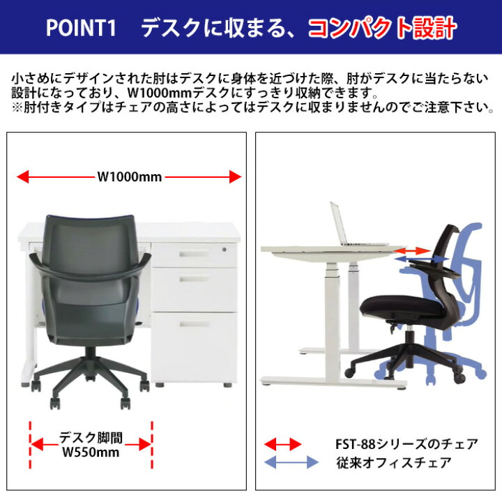 楽天市場】事務椅子 オフィスチェア FST-88A 幅54.6x奥行55.5x高さ84 