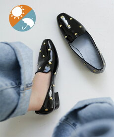 【11日1:59まで★10％OFFクーポン】2025春夏新作【晴雨兼用】ローファー レディース ハート刺繍 レインローファー レインシューズ パンプス スクエアトゥ ローヒール 雨靴 雪 雨 防滑 防水 滑らない きれいめ おしゃれ