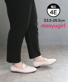 マシュガール masyugirl 【4E幅広・大きいサイズ】スクエアトゥビット付きローファー 幅広 ゆったり レディース ローファーパンプス 靴3E 4E 3L 4L 5L 歩きやすい 柔らかい