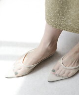 【週末48H限定★10％OFFクーポン】サンダル レディース ポインテッドトゥ シースルー ミュール フラット …
