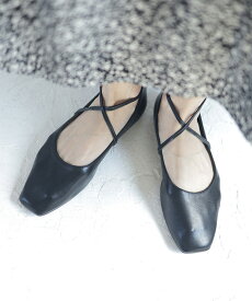 【15日0時〜週末限定★10％OFFクーポン】パンプス シューズ スクアエトゥ レースアップ バレエシューズ バレエ バレー 脱げにくい 歩きやすい カジュアル 黒 ブラック ゴールド シルバー 靴