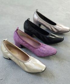 【今だけお得なSALE価格!】レディース パンプス シューズ 履き口ゴム スクエアトゥ ミドルヒール 痛くない 脱げにくい 柔らかい オフィス 歩きやすい 黒 ブラック ゴールド シルバー 靴 ▲返品不可