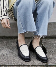 【15日0時〜週末限定★10％OFFクーポン】パンプス レディース シューズ ローヒール ローファー ボア もこもこ ラウンドトゥ パイピング 歩きやすい 疲れにくい 痛くない カジュアル 靴 ▲返品不可