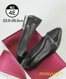 【15日0時〜週末限定★10％OFFクーポン】マシュガール masyugirl 【4E幅広・大きいサイズ】切り替えデザイン ローヒール パンプス 防滑ソール 大きいサイズ キラキラ レディース パンプス 4E 3L 4L 靴 痛くない 黒 幅広 ゆったり 歩きやすい ▲返品不可