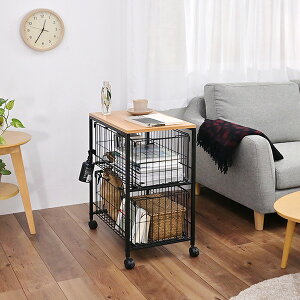 押入れ収納ラック 2段 (バスケットサイズ深型2個) 組立式 隙間収納に便利!持ち運びのできるバスケット付収納ワゴン生活用品・インテリア・雑貨 インテリア・家具 収納家具 フリーラッ