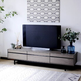 TVボード（グレー） 幅約180cm [完成品 / 脚のみ取付］ インテリア 家具 ローボード テレビ台 テレビ台(木製)