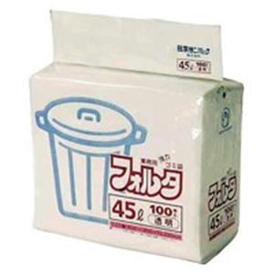 日本サニパック フォルタ・環優包装 F-4C 透明 45L 100枚 【×3セット】 【お徳用 まとめ買い お買い得 業務用 割引 セット販売】 ( 掃除用品 文房具・事務用品 生活雑貨 オフィス用品 日用品雑