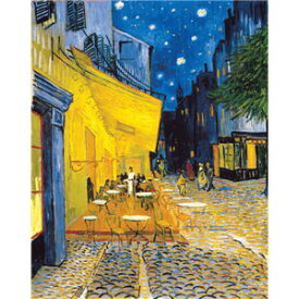 世界の名画シリーズ、プリハード複製画 ヴィンセント・ヴァン・ゴッホ作 「夜のカフェテラス」（額縁付）