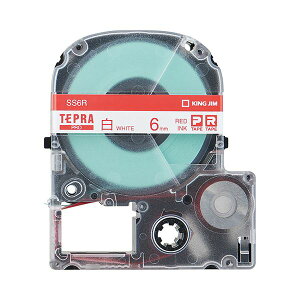 【キングジム 事務用品 KING JIM 文具 オフィス用品 文具】 テプラ PRO テープカートリッジ 6mm 白 / 赤文字 SS6R 1個 【×5セット】 【 まとめ買い お買い得 業務用 割引 オフィス用品 文房具 事務用