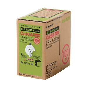 ELECOM �G���R�� PC�@�� EU RoHS�w�ߏ���CAT6A�Ή� ����LAN�P�[�u�� �z���C�g 100m / �ȈՃp�b�P�[�W�d�l LD-GPAL / WH100RS 1��