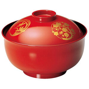 4.5寸 ゆり型雑煮椀 / お椀 【朱内黒四君子 TA】 直径133×高さ97 (68)mm 日本製 食洗機対応 〔和食 レストラン 居酒屋 店舗 業務用 キッチン 厨房 お店〕 【 キッチン用品・食器・調理器具 日用