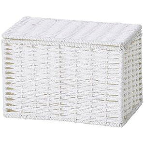 ペーパーバスケット 収納かご 約幅23cm 24個組 ハーフ ホワイト ふた付き 軽量 丈夫 カラーボックス対応 リビング 脱衣所 洗面所 ( 掃除用品 文房具・事務用品 生活雑貨 オフィス用品 日用品