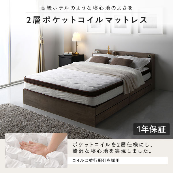 楽天市場】ベッド クイーン 160(SS+SS) 2層ポケットコイルマットレス
