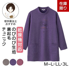 乾燥機対応 伸縮性たっぷり 裏起毛 あったか チュニックトレーナー シニア レディース M-L LL 3Lサイズ トレーナー 大きいサイズ 高齢者 婦人服 長袖 綿混 シニアファッション レディース 老人ホームで着る服 乾燥機OK 秋冬