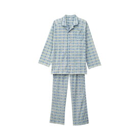 シニア メンズ シニア ワンタッチテープ＋フルオープンパジャマ 紳士用 パジャマ ブルー グレー 介護パジャマ 長袖 メンズ 紳士用 フルオープン ワンタッチ ファスナー 全開 パンツ 両開き 両脇全開 介護用パジャマ 介護用衣料 高齢者 プレゼント 入院 入所