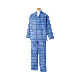 シニア メンズ パジャマ ワンタッチテープ 腰開きパジャマ 紳士用 長袖パジャマ ブルー グレー 前開きパジャマ スムース ボタン ワンタッチテープ シニアパジャマ 小さいサイズ 大きいサイズ S M L LLサイズ 介護 施設 で 着る 服 介護 前 プレゼント 入院 入所