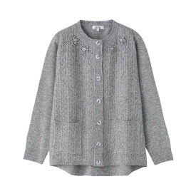 乾燥機対応 あったか毛混 ワンタッチテープ ニットカーディガン [S M-L LL 3L] シニア レディース 老人ホームで着る服 介護 施設 で 着る 服 介護服 前開き レディース 乾燥機OK 介護 乾燥機 服 シニアトップス 後ろ長め 身幅ゆったり プレゼント 入院 入所