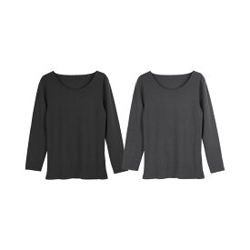 【送料無料】両面起毛8分袖Uネックインナー [M L LL] レディース 丸首 ラウンドネック 静電気防止加工 UVカット加工 保湿 ヘム あったかインナー 冷え取り 冷え対策 温活 防寒 大きいサイズ ストレッチ 肌着 下着 冬 プレゼント 入院 入所 介護 シニア