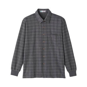 シニア メンズ 起毛斜め釦ホールニットシャツ 紳士用 高齢者 服 男性用 シニア メンズ シャツ 表起毛 伸縮性あり メンズシャツ 格子柄 チェック柄 斜めボタンホール 秋冬 秋服 冬服 冬物 Mサ