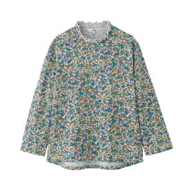 乾燥機対応 後ろ長めTシャツ [S M-L LL 3L] 乾燥機対応OK シニア レディース ファッション 高齢者 婦人服 長袖 トップス シニアファッション 秋物 秋冬 カットソー のびのび 大きいサイズ 小さいサイズ 花柄 フリルネック プレゼント 入院 入所 介護