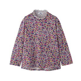 乾燥機対応 後ろ長めTシャツ [S M-L LL 3L] 乾燥機対応OK シニア レディース ファッション 高齢者 婦人服 長袖 トップス シニアファッション 秋物 秋冬 カットソー のびのび 大きいサイズ 小さいサイズ 花柄 フリルネック プレゼント 入院 入所 介護 クリスマス