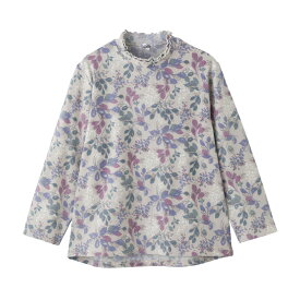 乾燥機対応 後ろ長め微起毛Tシャツ [S M-L LL 3L] 乾燥機対応OK シニア レディース ファッション 高齢者 婦人服 長袖 トップス シニアファッション 秋物 冬物 秋冬 カットソー のびのび 大きいサイズ 小さいサイズ 花柄 フリルネック プレゼント 入院 入所 介護 クリスマス