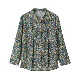 乾燥機対応 ワンタッチテープピンタックブラウス [S/M-L/LL/3L] 乾燥機OK シニア レディース ファッション 高齢者 婦人服 トップス シニアファッション 花柄 秋物 冬物 秋冬 後ろ長め 小さいサイズ 大きいサイズ プレゼント 入院 入所 介護