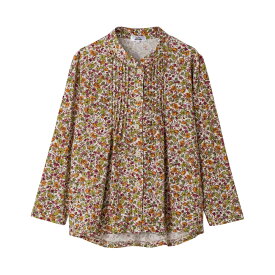 乾燥機対応 ワンタッチテープピンタックブラウス [S/M-L/LL/3L] 乾燥機OK シニア レディース ファッション 高齢者 婦人服 トップス シニアファッション 花柄 秋物 冬物 秋冬 後ろ長め 小さいサイズ 大きいサイズ プレゼント 入院 入所 介護 クリスマス