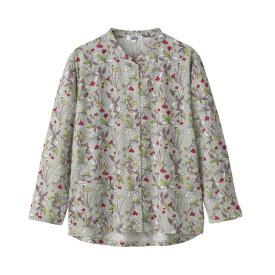 乾燥機対応 スナップ釦前開きTシャツ [S/M-L/LL/3L] シニア レディース ファッション 高齢者 婦人服 長袖 トップス シニアファッション 花柄 秋物 冬物 秋冬 後ろ長め 小さいサイズ 大きいサイズ プレゼント 入院 入所 介護