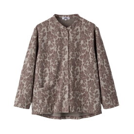 乾燥機対応 スナップ釦前開きTシャツ [S/M-L/LL/3L] 乾燥機OK シニア レディース ファッション 高齢者 婦人服 長袖 トップス シニアファッション 花柄 秋物 冬物 秋冬 後ろ長め 小さいサイズ 大きいサイズ プレゼント 入院 入所 介護