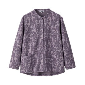 乾燥機対応 スナップ釦前開きTシャツ [S/M-L/LL/3L] 乾燥機OK シニア レディース ファッション 高齢者 婦人服 長袖 トップス シニアファッション 花柄 秋物 冬物 秋冬 後ろ長め 小さいサイズ 大きいサイズ プレゼント 入院 入所 介護 クリスマス