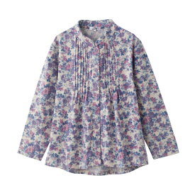 乾燥機対応 ふんわり微起毛斜め釦ホールピンタックブラウス（婦人） [S/M-L/LL/3L] 乾燥機OK シニア レディース ファッション 高齢者 婦人服 長袖 起毛 トップス シニアファッション 花柄 秋物 冬物 秋冬 後ろ長め 小さいサイズ プレゼント 入院 入所 介護 クリスマス