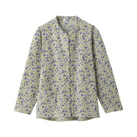 乾燥機対応 ふんわり微起毛スナップ釦前開きTシャツ（婦人） [S/M-L/LL/3L] 乾燥機OK シニア レディース ファッション 高齢者 婦人服 長袖 起毛 トップス シニアファッション 花柄 秋物 冬物 秋冬 後ろ長め 小さいサイズ 大きいサイズ プレゼント 入院 入所 介護 クリスマス