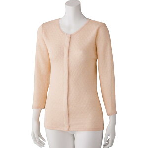 キルト8分袖ホックインナー シニア レディース 婦人用 M L LL ウール混 キルト ホック 前開き 肌着 八分袖 あたたか 高齢者 着脱らくらく プレゼント 入院 入所 介護