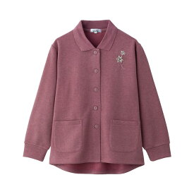 乾燥機対応 裏起毛斜め釦ホールポロカーディ（婦人） [M-L LL 3L] 乾燥機OK シニア レディース ファッション 高齢者 婦人服 トップス シニアファッション 秋物 冬物 秋冬 スナップボタン 後ろ身頃長め プレゼント 入院 入所 介護