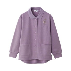 乾燥機対応 裏起毛斜め釦ホールポロカーディ（婦人） [M-L LL 3L] 乾燥機OK シニア レディース ファッション 高齢者 婦人服 トップス シニアファッション 秋物 冬物 秋冬 スナップボタン 後ろ身頃長め プレゼント 入院 入所 介護 クリスマス