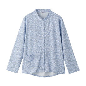 乾燥機対応 スナップ釦前開きTシャツ（婦人） [S M-L LL 3L] 乾燥機OK シニア レディース ファッション 高齢者 婦人服 長袖 トップス シニアファッション 花柄 春物 春夏 後ろ長め 小さいサイズ 大きいサイズ のびのび ゆったり 全開 プレゼント 入院 入所 介護 母の日