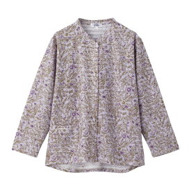 乾燥機対応 スナップ釦前開きTシャツ（婦人） [M-L LL] 乾燥機OK シニア レディース ファッション 高齢者 婦人服 長袖 トップス シニアファッション 花柄 春物 春夏 後ろ長め 小さいサイズ 大きいサイズ のびのび ゆったり 全開 プレゼント 入院 入所 介護