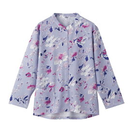 介護 トップス レディース 前開き 長袖Tシャツ 乾燥機対応 スナップボタン 後ろ長め S M-L LL 3L 春夏 入院 施設入所