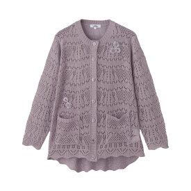 乾燥機対応 ニットワンタッチテープ丸首カーディ [M-L LL] シニア カーディガン 婦人服 高齢者 向け ファッション 施設 婦人 介護 施設 で 着る 服 乾燥機OK シニア服 前あき トップス 老人ホームで着る服 プレゼント 入院 入所 羽織り 大きいサイズ 春物 春夏 冷房対策