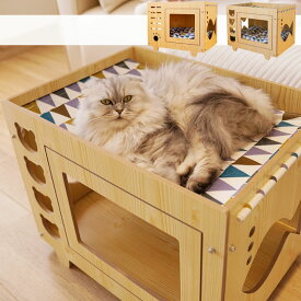 キャットハウス木製 ペットハウス 猫用 ボックス 2タイプ ペット用 ベッド ベット 送料無料 ハウス 箱 猫 犬 家 二段 ネコ ねこ 小型犬 中型犬 猫用品 犬用品 ペット用品 爪とぎ 二層 小中型猫 多頭飼う 猫箱 組み立て式 おしゃれ 大型 防水 2階建て ペットベッド 猫