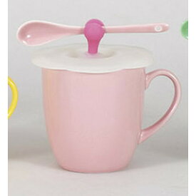 マグカップ ピンク花詩カラーカップ [マグ11.4 x 8.3 x 9cm 320cc シリコンカバー10.5 x 10.5 x 3cm スプーン12.5cm] 輸入品