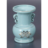 仏具 青磁金蓮5.0玉仏花瓶 [15.2cm] | 仏具 仏壇 お盆 お彼岸 迎え火 供養 お寺 お墓 仏様 仏前 盆 お坊…