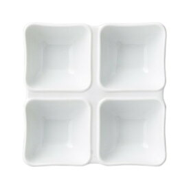 デリカウェア OJU(白磁)4仕切皿S [14.2 x 14.2 x 3.5cm] 【料亭 旅館 和食器 飲食店 業務用】
