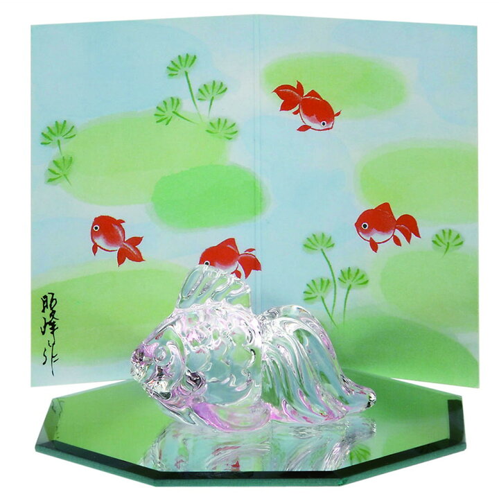 楽天市場 夏の風物詩 鏡瑠璃金魚 八角鏡台付 金魚 高さ 4 2 X 横 6 6 X 奥行 3 8cm 鏡 幅 11 8 X 奥行 11 8cm ガラス 夏 納涼 夏の風物詩 懐かしい きんぎょ 金魚 アクアリウム 水族館 光る 伝統 猛暑 置物 ギフト