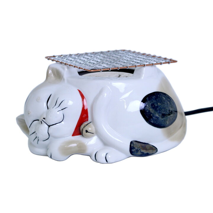 楽天市場 送料無料 電気コンロ ネコ 三毛猫 コンロ 猫 ネコ かわいい お鍋 網焼き q 可愛い おしゃれ インスタ Cat あったかい 一人鍋 みけねこ 母の日 父の日 プレゼント ギフト せともの本舗
